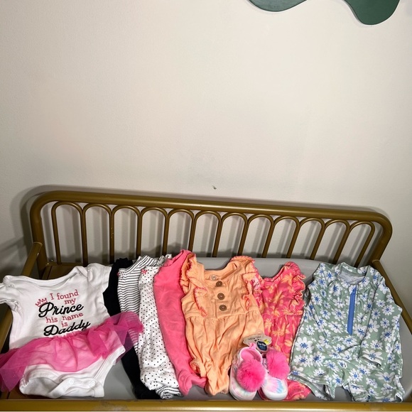 Baby Clothing Set 5 onesies two rompers & swimsuit & tennis shoes nwt 0-3 months - Picture 1 of 5